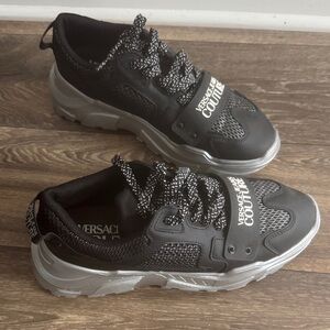 Versace Couture Men's Black & Silver Low-Top Sneakers